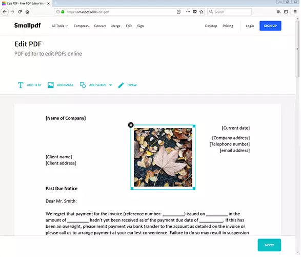 Image: Add images to a PDF document with Smallpdf