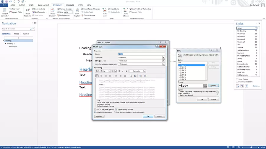 Image: The Menu: “modify style” for customizing the text
