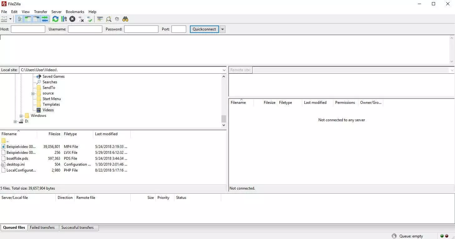 Image: FileZilla user interface