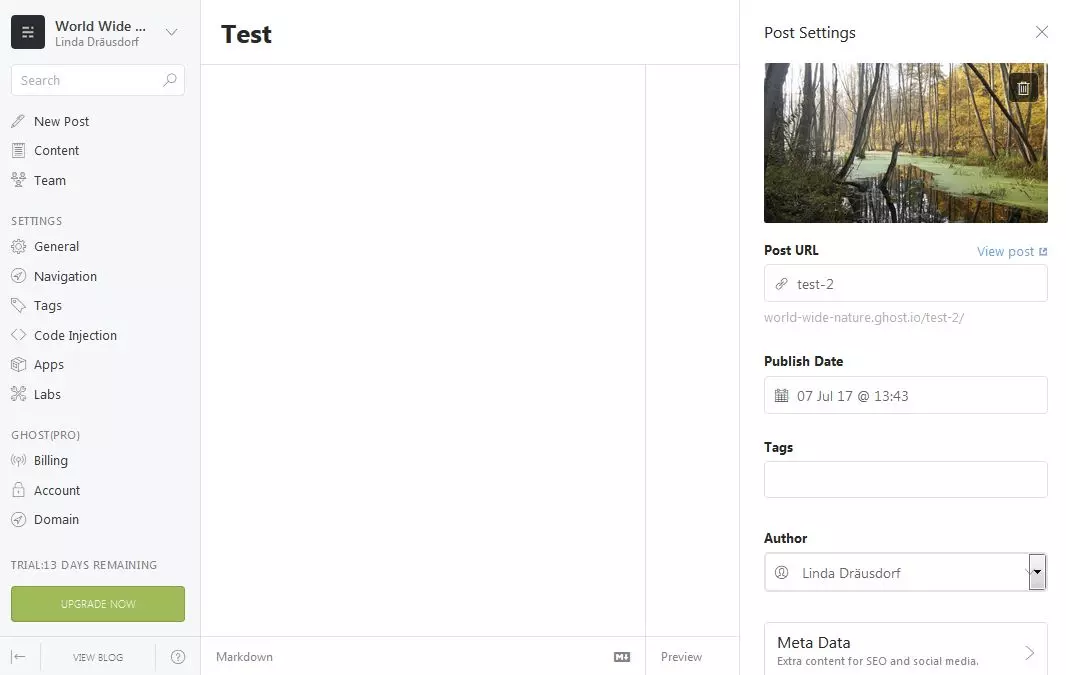 Image: Ghost menu view