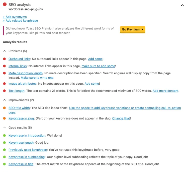 The traffic light system of the Yoast WordPress SEO plug-in The traffic light system of the Yoast WordPress SEO plug-in