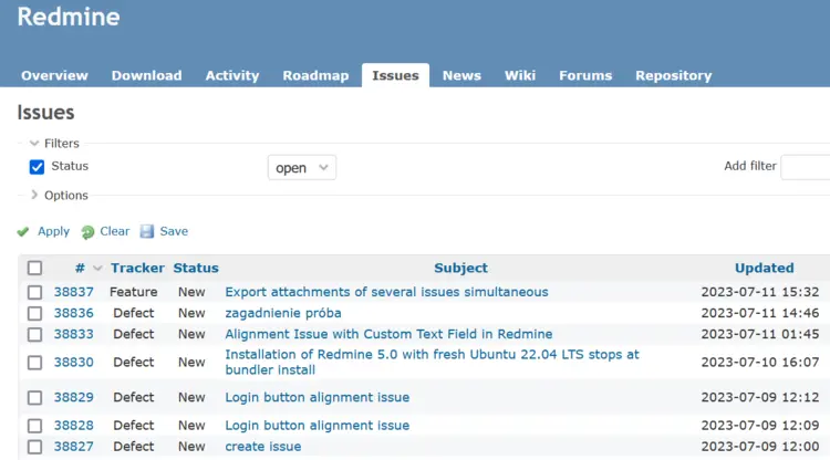 Redmine screenshot Redmine screenshot