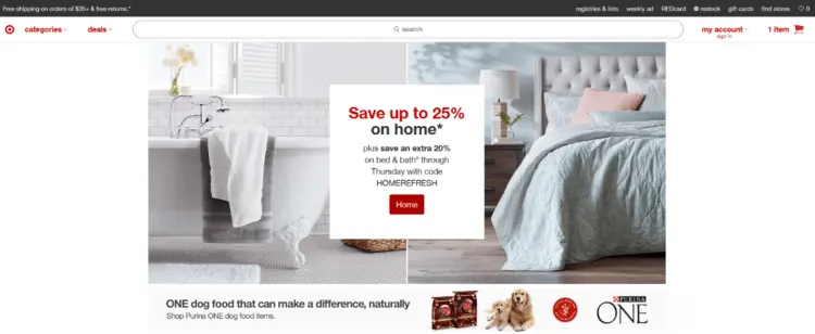 Target’s homepage: target.com Target’s homepage: target.com