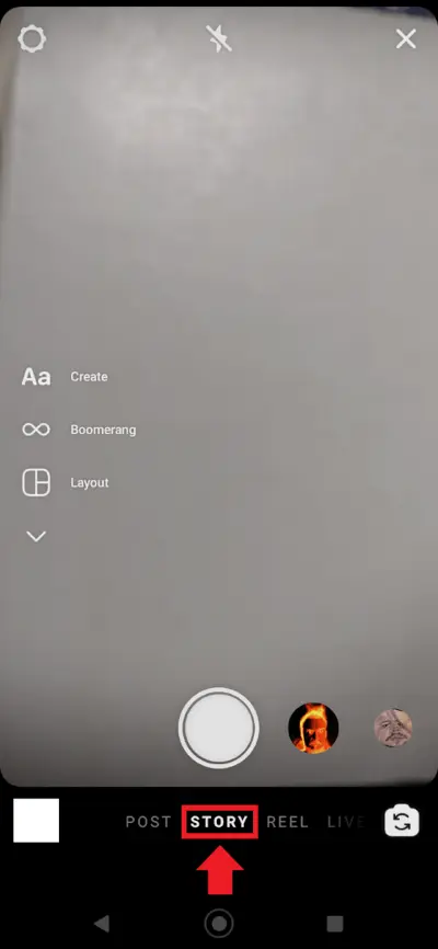 Screenshot of Instagram Stories feature in Instagram app Screenshot of Instagram Stories feature in Instagram app