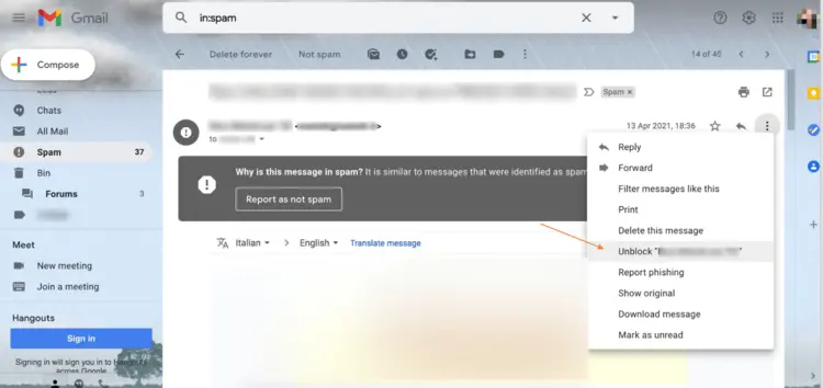 Gmail: Unblock an email address Gmail: Unblock an email address