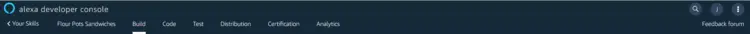 Alexa Developer Console: navigation menu Alexa Developer Console: navigation menu