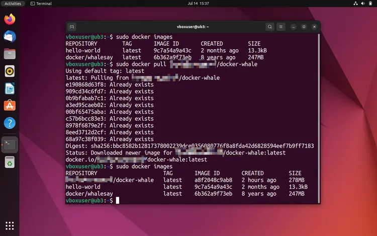 Ubuntu terminal: Download from the Docker hub Ubuntu terminal: Download from the Docker hub