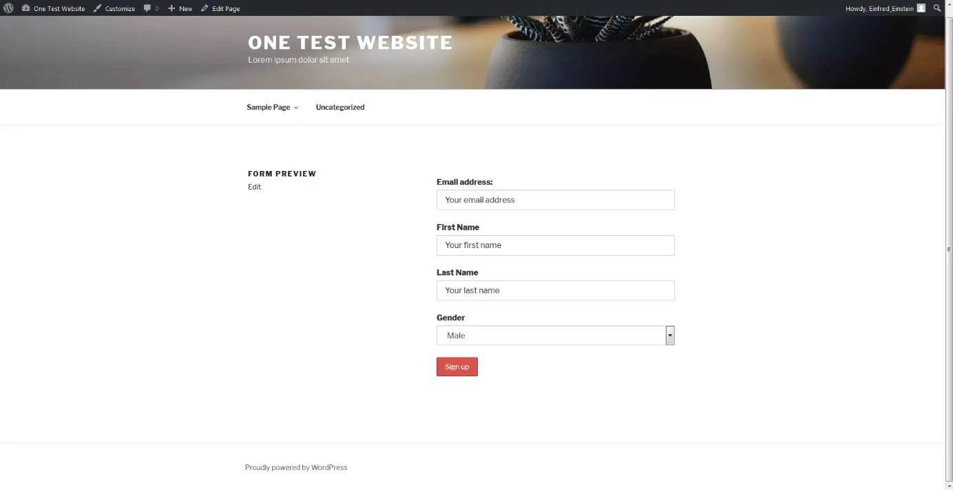 Image: Preview of the self-designed registration form
