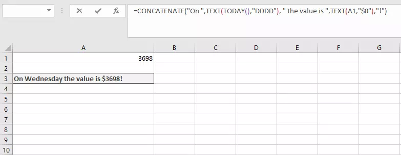 Image: Combining CONCATENATE and TEXT