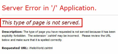 Image: Message “This type of page is not served”