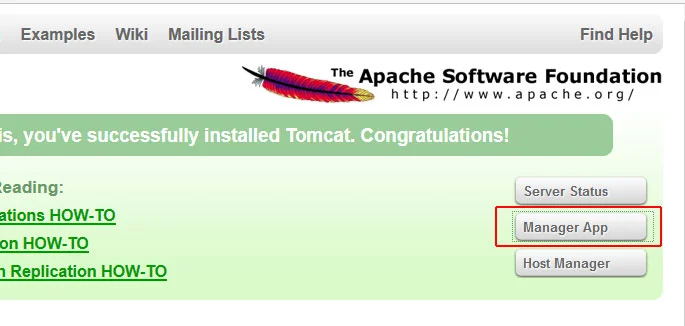 Tomcat manager app link Tomcat manager app link