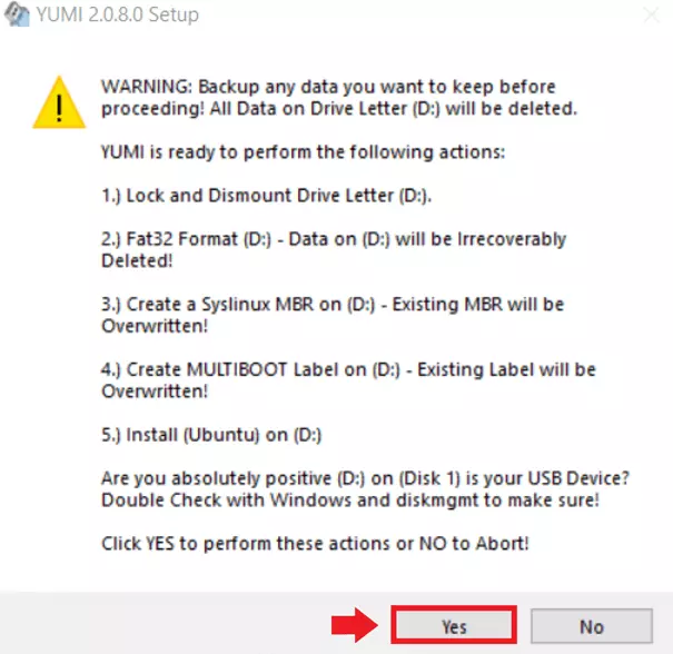Confirm “Yes” to the listed upcoming changes.