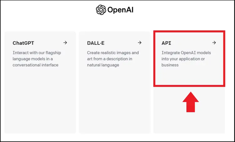 The API menu within OpenAI apps The API menu within OpenAI apps