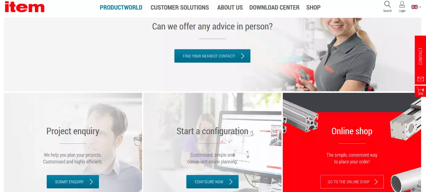 Image: Screenshot of the website, item Industrietechnik