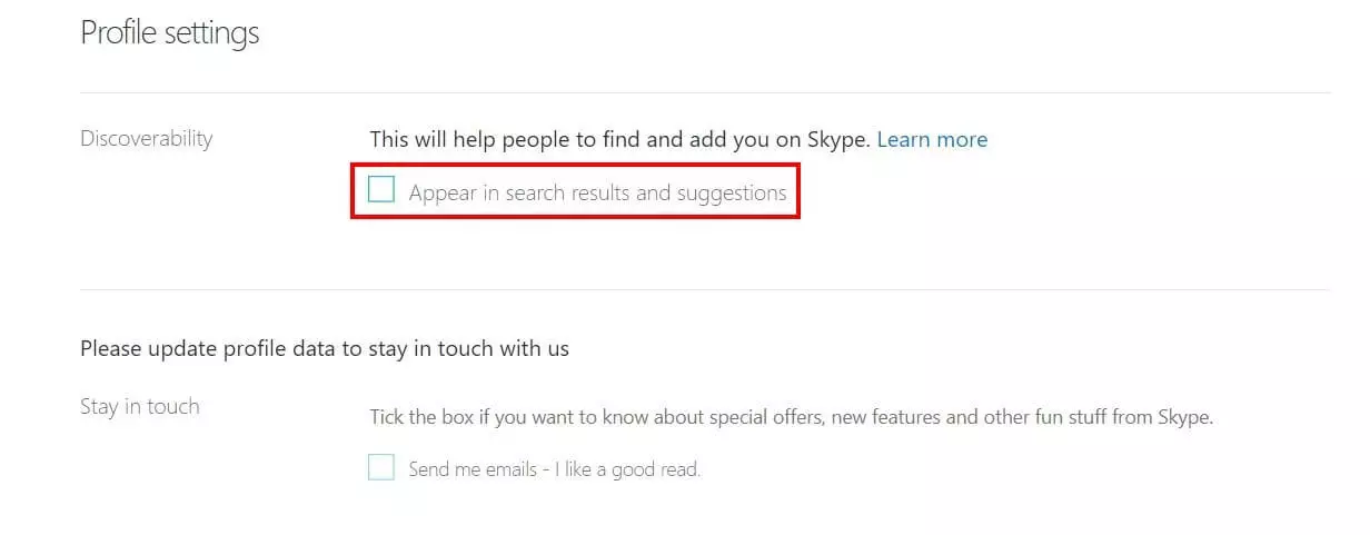 Image: Skype: “Profile Settings”