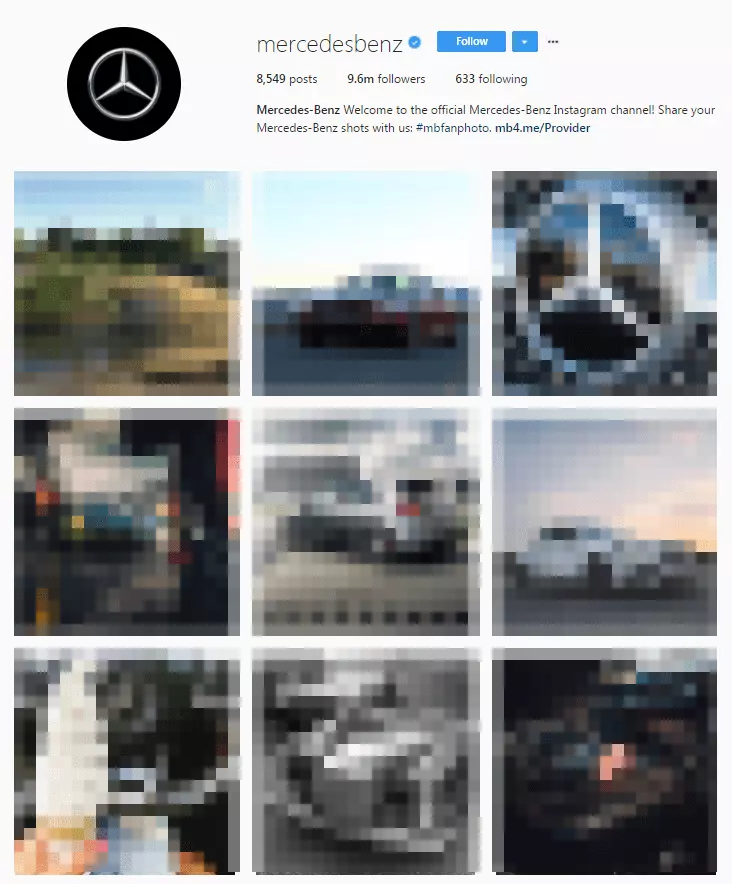 Image: Mercedes-Benz official Instagram account in the browser view