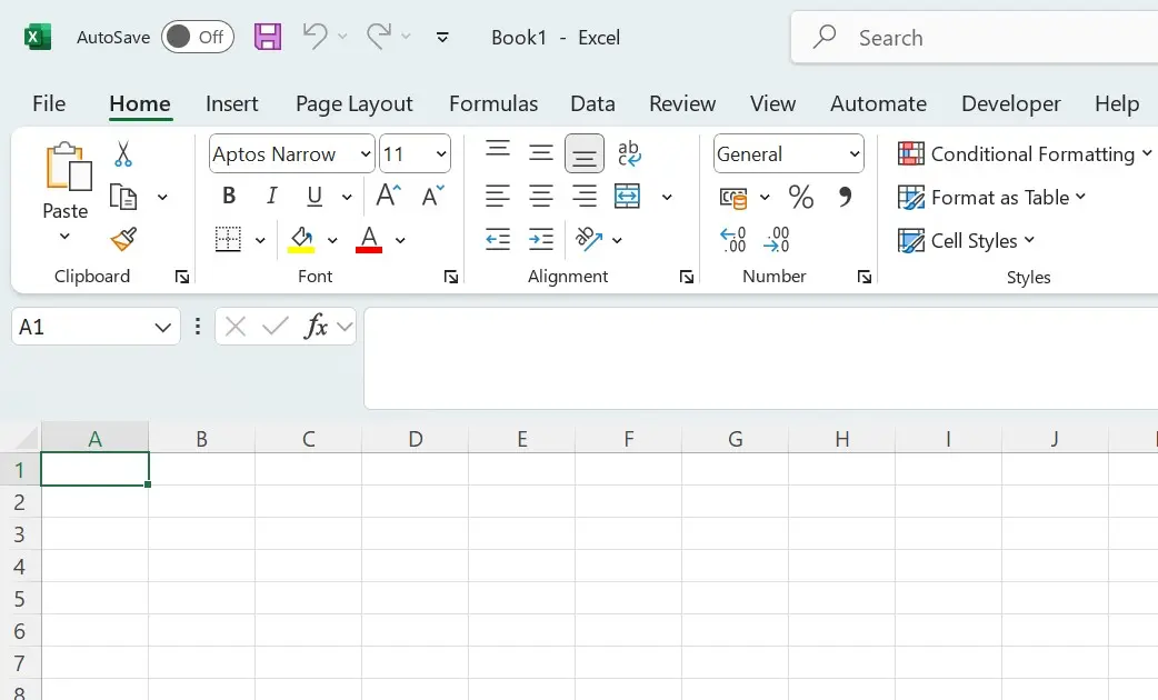 Image: Screenshot of Microsoft Excel