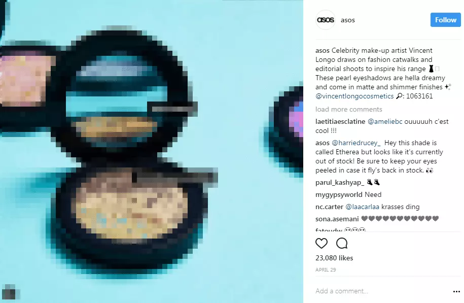 Image: Web view of a post by fashion retailers, ASOS