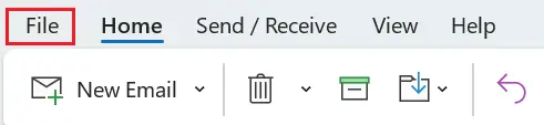 Image: The “File” tab in Microsoft Outlook