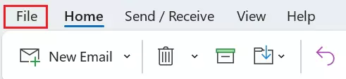 The “File” tab in Microsoft Outlook The “File” tab in Microsoft Outlook