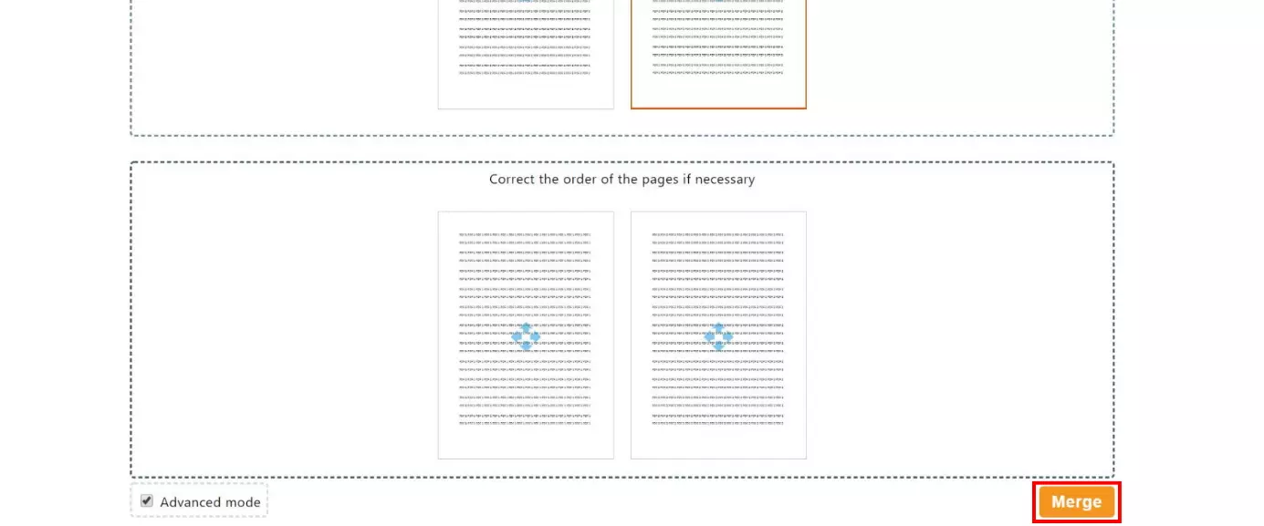 Image: PDF24 Tools “Merge PDF”: Page order