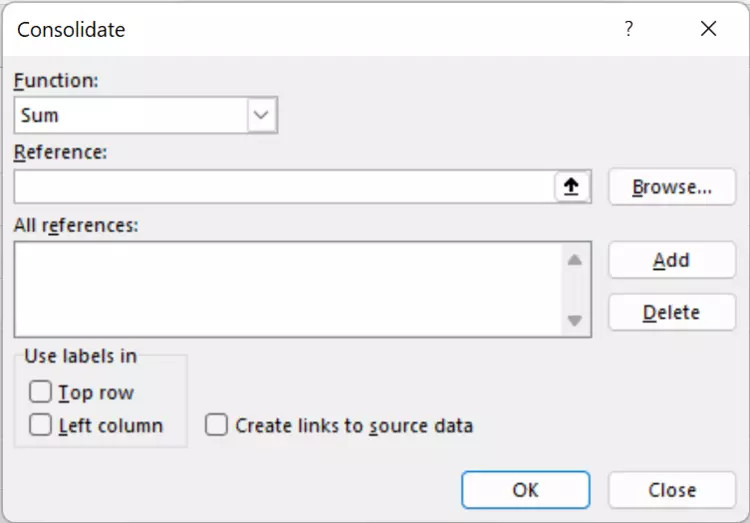 Consolidate menu in Excel Consolidate menu in Excel