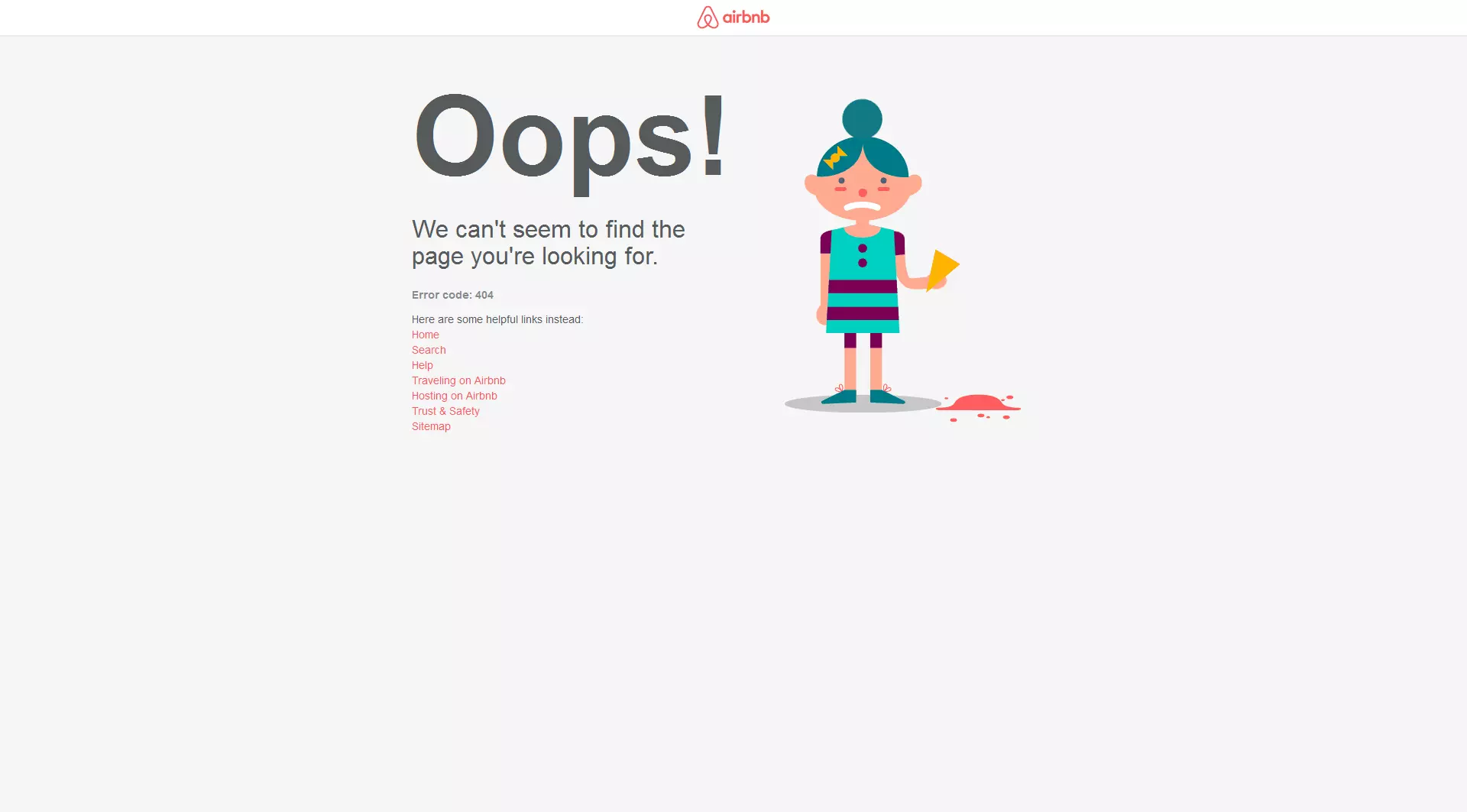 Image: Airbnb error page