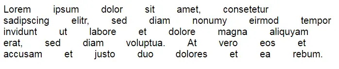 The effect of the word-spacing property on an example text The effect of the word-spacing property on an example text