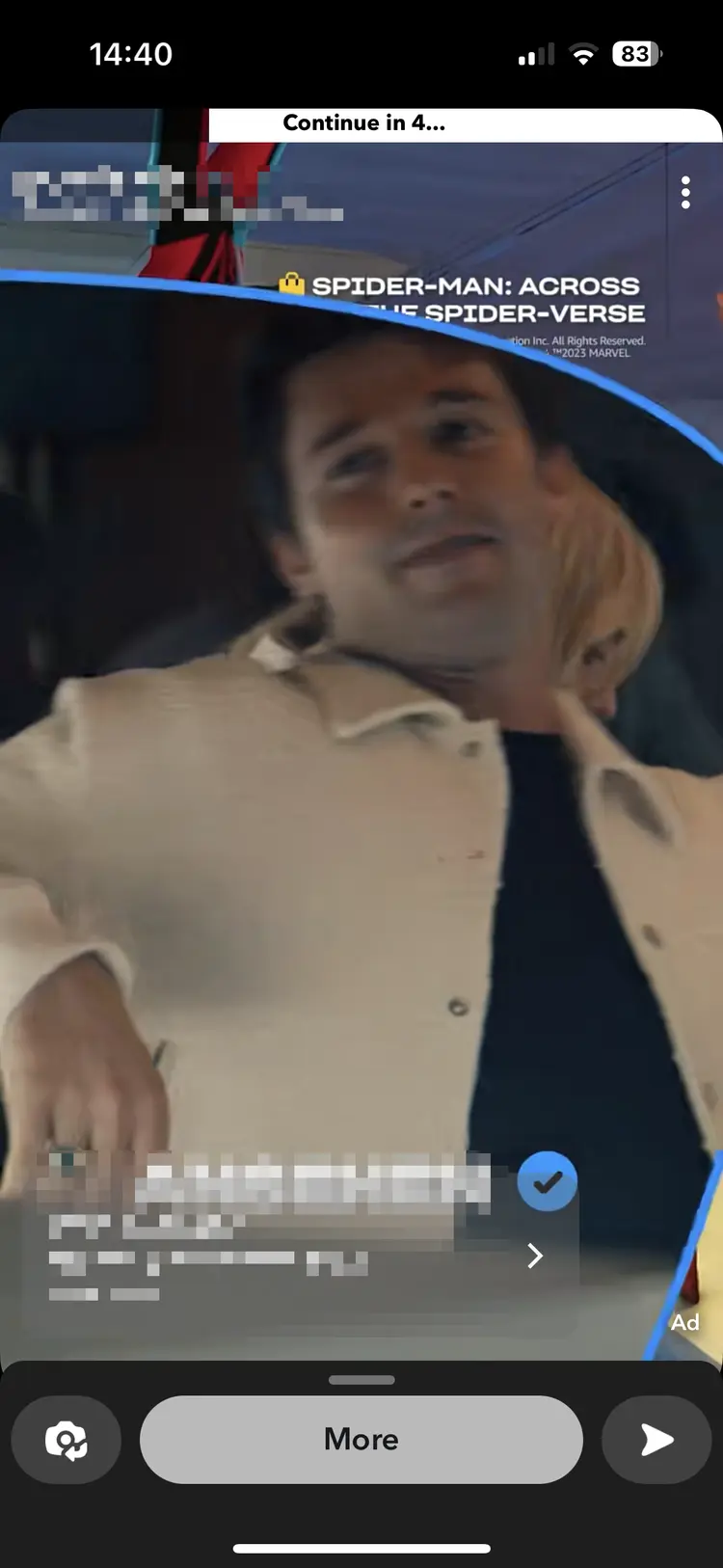 Screenshot of a commercial on Snapchat Screenshot of a commercial on Snapchat