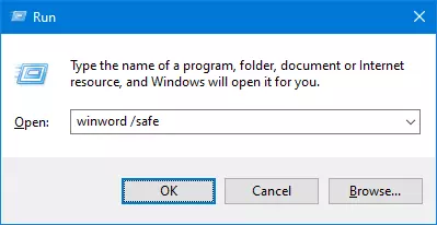 Image: Starting Word in Safe Mode