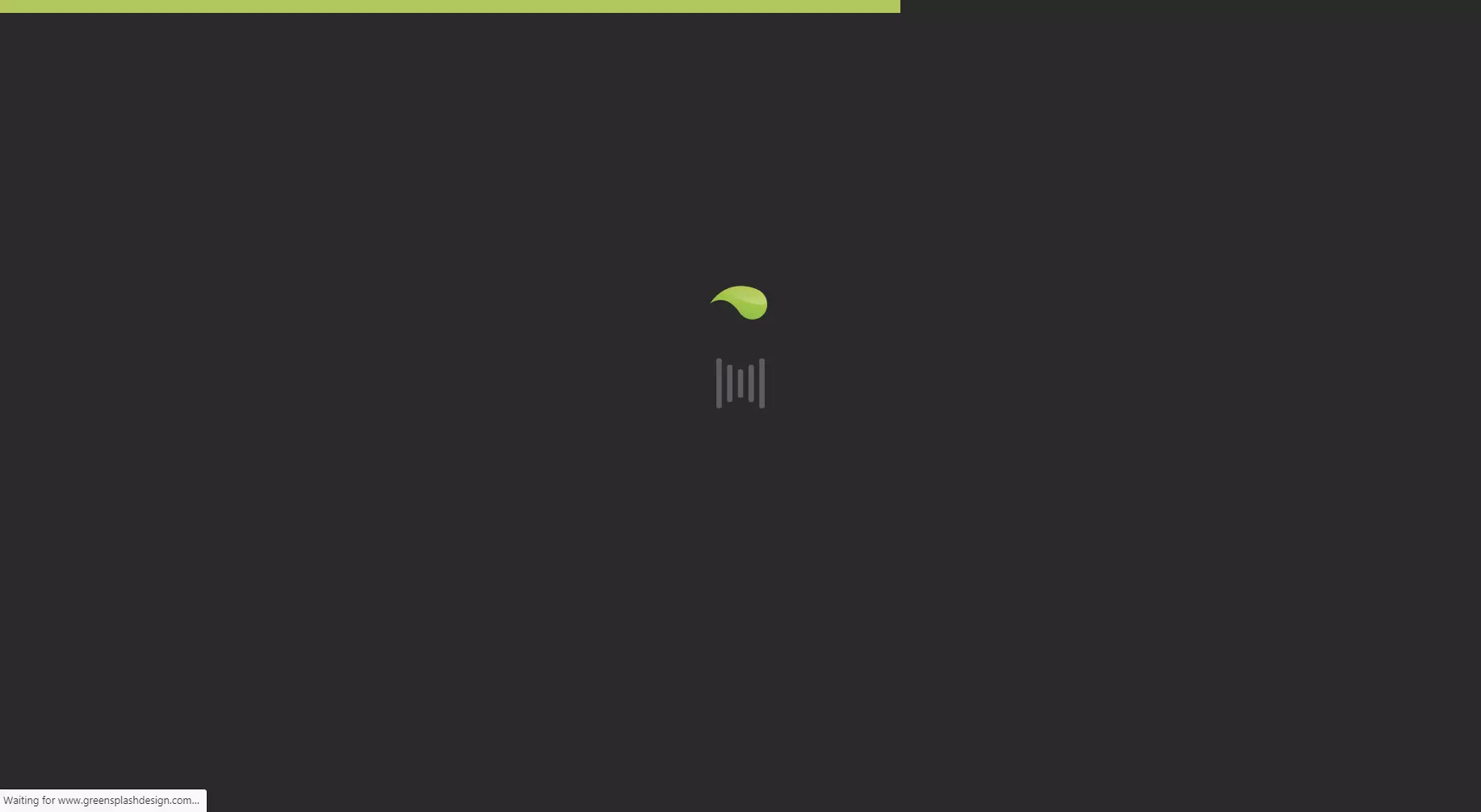 Image: Screenshot of the website, greensplashdesign.com as it loads