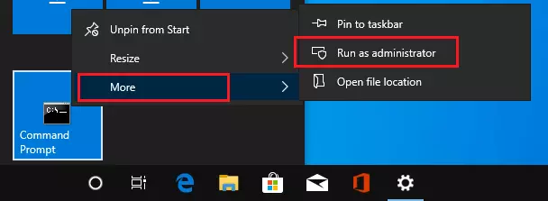 Image: Windows 10: Running Command Prompt in administrator mode