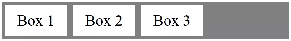 Image: Three Flexboxes with standard values