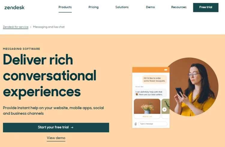 Screenshot of Zendesk website Screenshot of Zendesk website