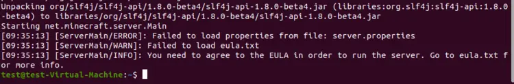 Minecraft server on Linux: error message on first startup Minecraft server on Linux: error message on first startup