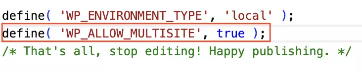 Image: wp-config.php file with the added code line