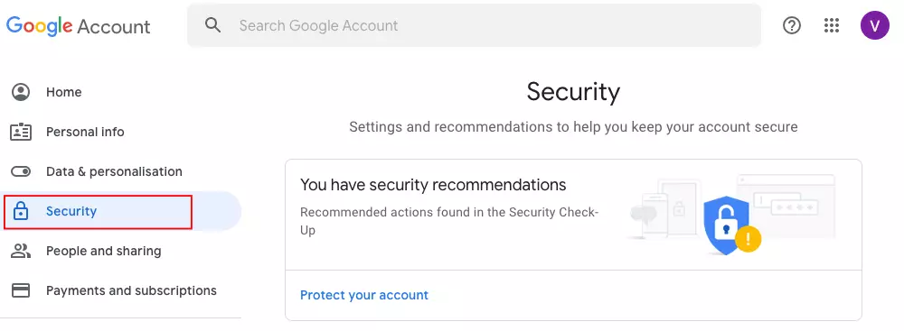 Image: Google account security