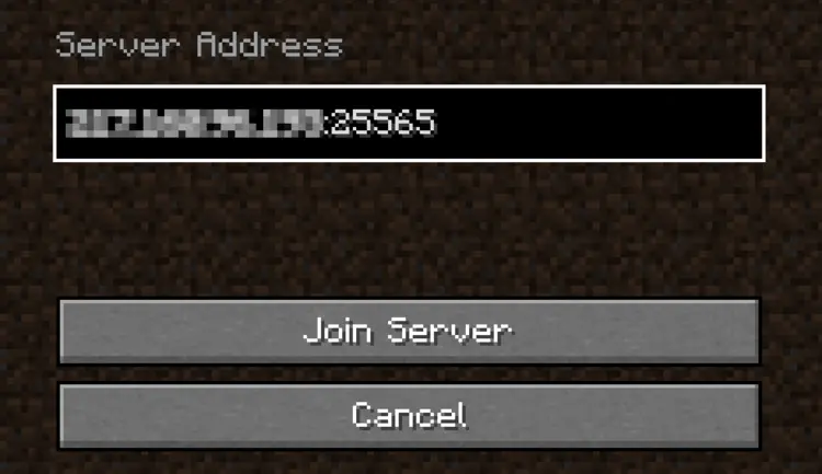 Minecraft screenshot (Java Edition): Join server Minecraft screenshot (Java Edition): Join server