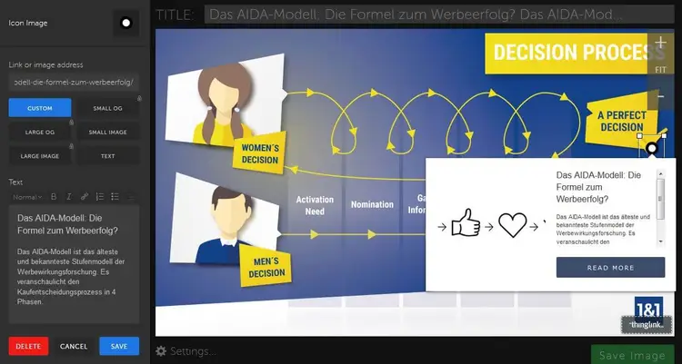 User interface of ThingLink web editor User interface of ThingLink web editor