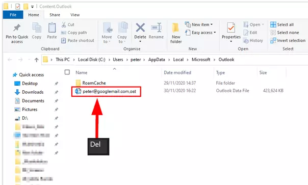 Outlook cache: Deleting the OST file Outlook cache: Deleting the OST file