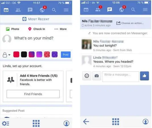 Messenger and Timeline view in Friendly Messenger and Timeline view in Friendly