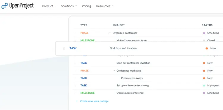 Screenshot of the OpenProject website Screenshot of the OpenProject website