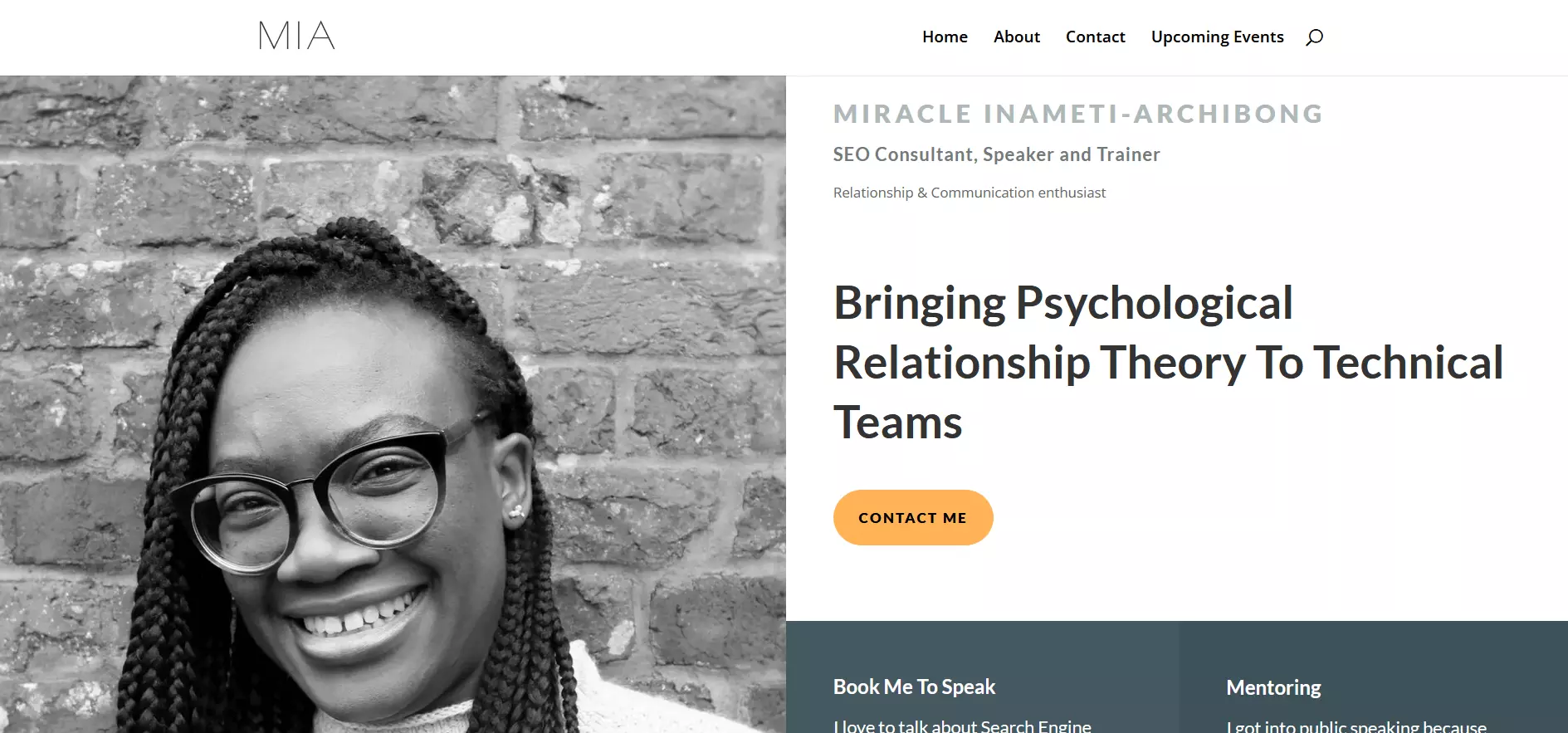 Image: SEO consultant Miracle Inameti-Archibong’s “About me” page