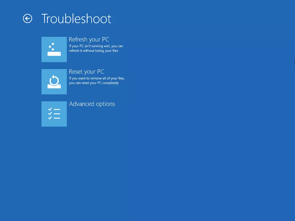 Image: System recovery with advanced start and repair options