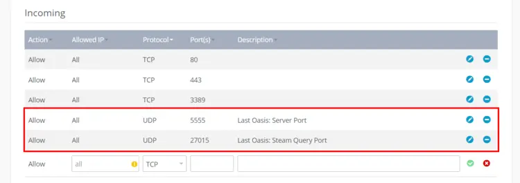 Last Oasis server: port release in IONOS Cloud Panel Last Oasis server: port release in IONOS Cloud Panel