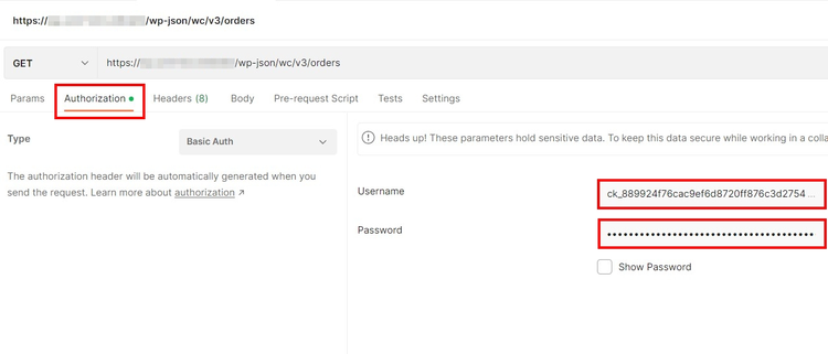 Screenshot of Authorization page in Postman Screenshot of Authorization page in Postman