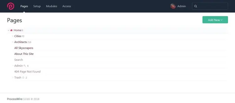The back end with page tree The back end with page tree