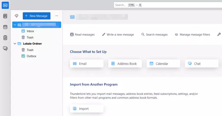 Start page of Mozilla Thunderbird Start page of Mozilla Thunderbird