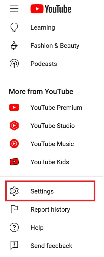 Image: YouTube “Settings”