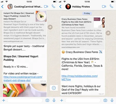 WhatsApp newsletters from various companies WhatsApp newsletters from various companies